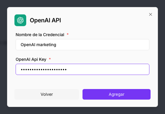 A credential form: the name and the service key, which is typed hidden