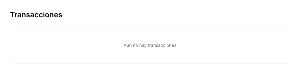 The Transactions section of an account with no payments: the message that there are no transactions yet