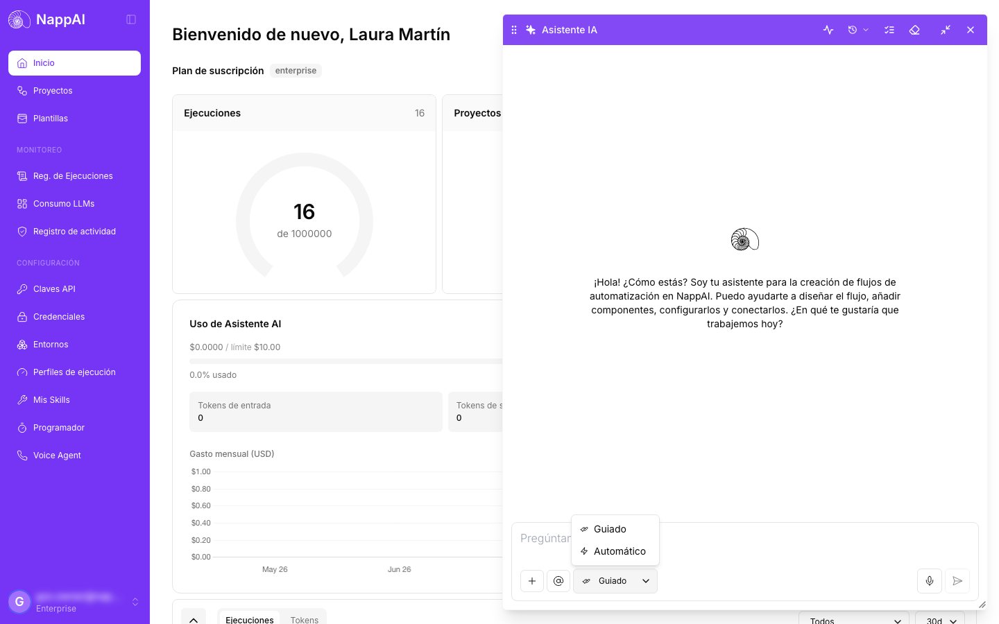The mode selector with the Guided and Automatic options