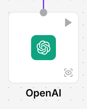 The OpenAI component on the canvas, connected at the top to an agent's Model input