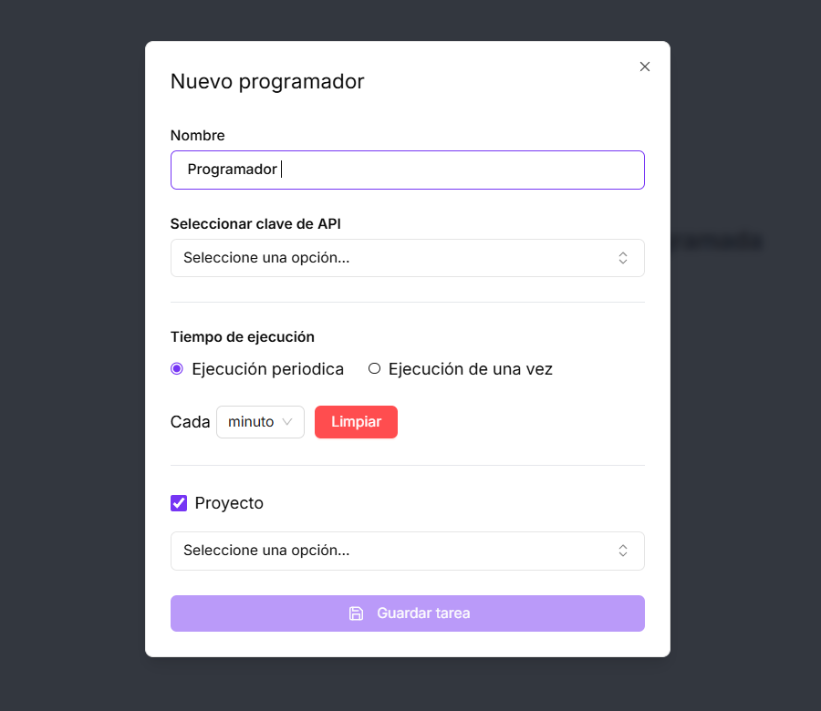 Ventana de Nuevo Programador