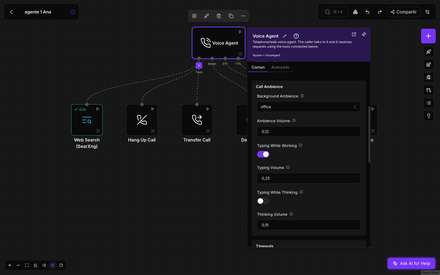 The Call Ambience group: Background Ambience office, volume, Typing While Working and Typing While Thinking